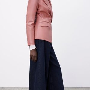 Zara double breasted leather blazer